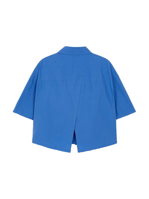 Back Cutting Cropped Shirt in Blue VW2MB159-22