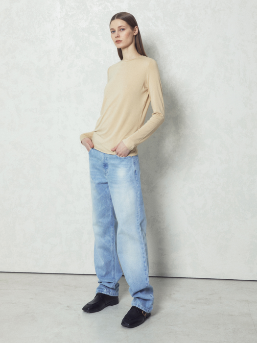 CUTTING LONG SLEEVE T-SHIRT_BEIGE