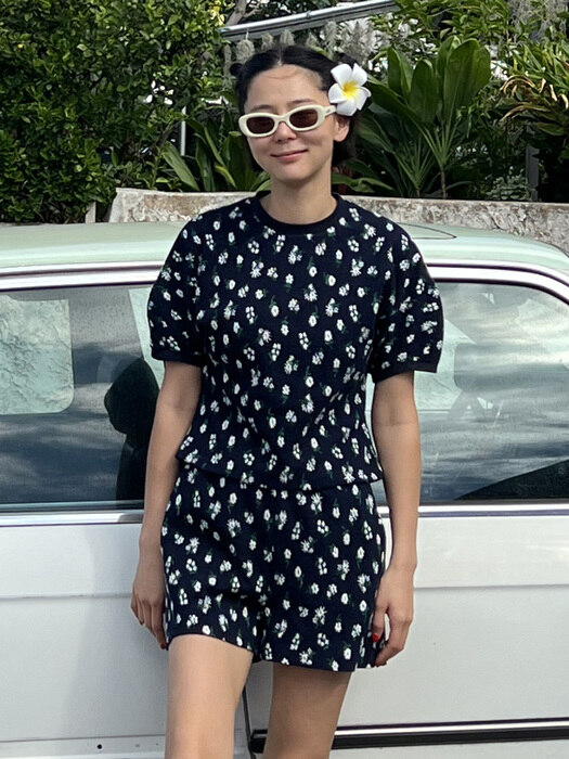 PAPOHAKU Floral jacquard T-shirt (2color)
