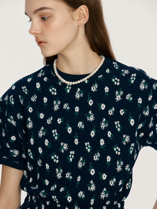 PAPOHAKU Floral jacquard T-shirt (2color)