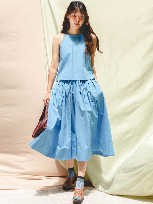 Shirring Blue Skirt