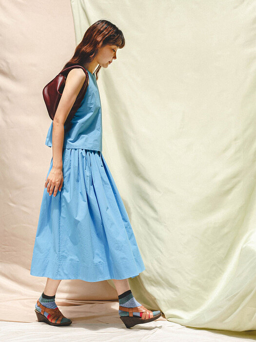 Shirring Blue Skirt