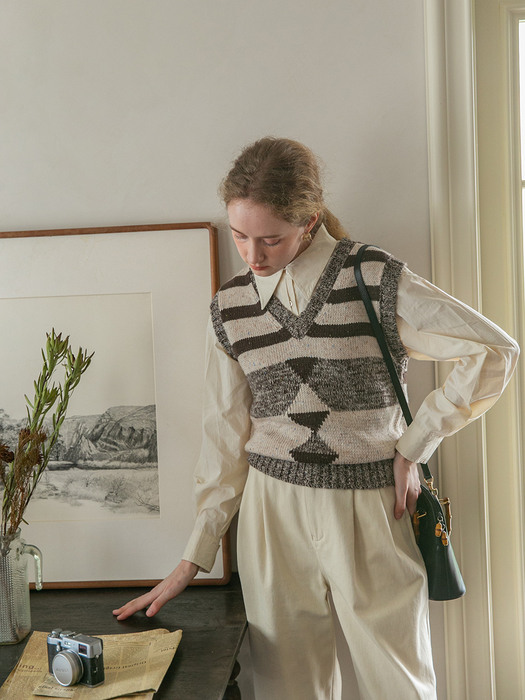 ANNELYSE knit vest_BROWN