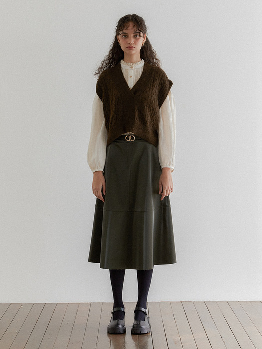 Eco Leather A-line Midi skirts