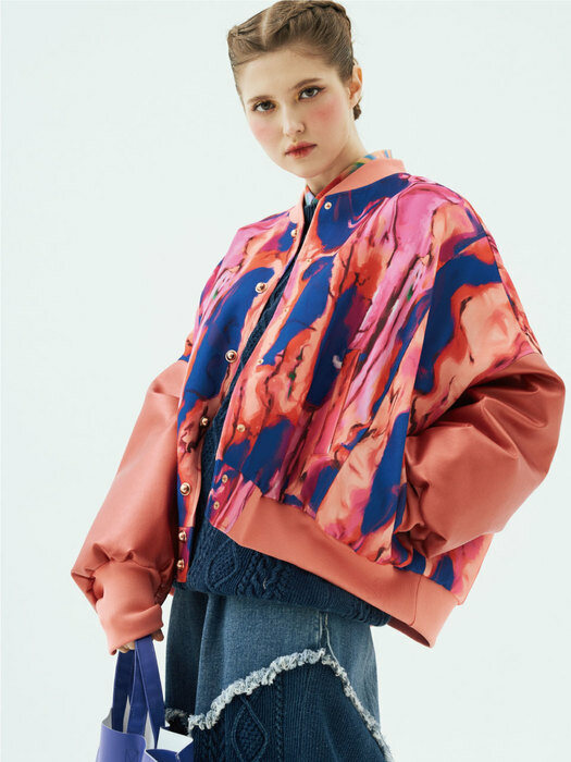 Floral Print Trench Bomber Jacket 