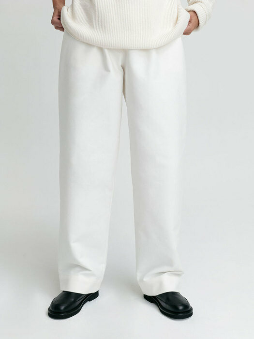 Wide Leg Cotton Trousers / White