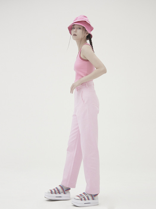 HIGHWAIST TAPERED FIT PANTS PINK