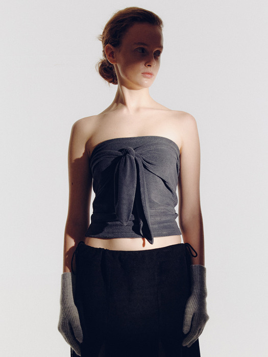 TERRY RIBBON TUBE-TOP (CHARCOAL)