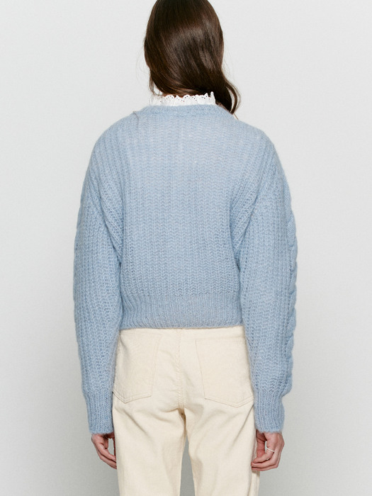 Mohair cable knit - Dusty blue