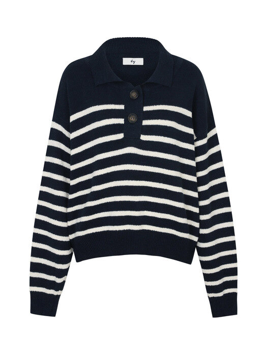 [리퍼브] STRIPE POLO KNIT TOP_NAVY (EEOP3NTR04W)