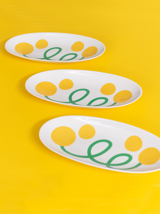 yellow flower oval plate