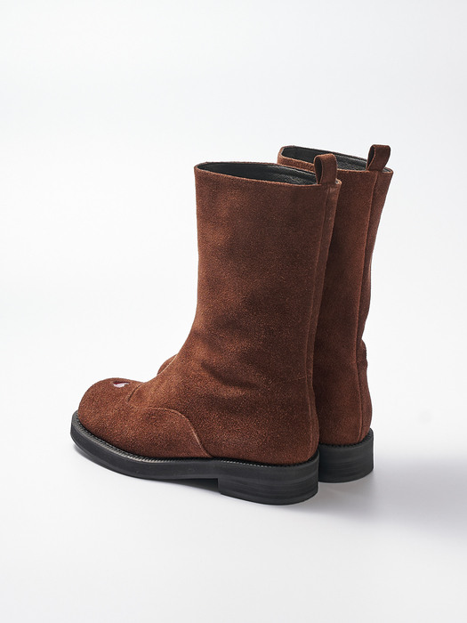 brown suede middle classic boots heart custom 하트 커스텀 스웨이드 미들부츠 브라운