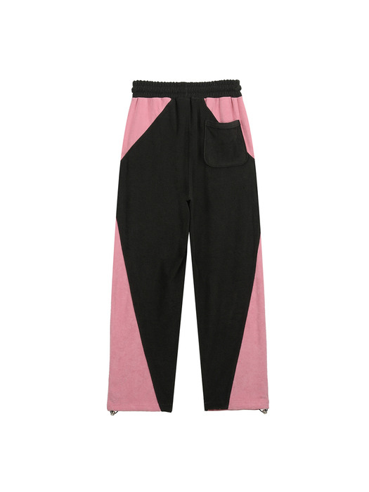 COLOR BLOCK TERRY JOGGER PANTS IN  CHARCOAL