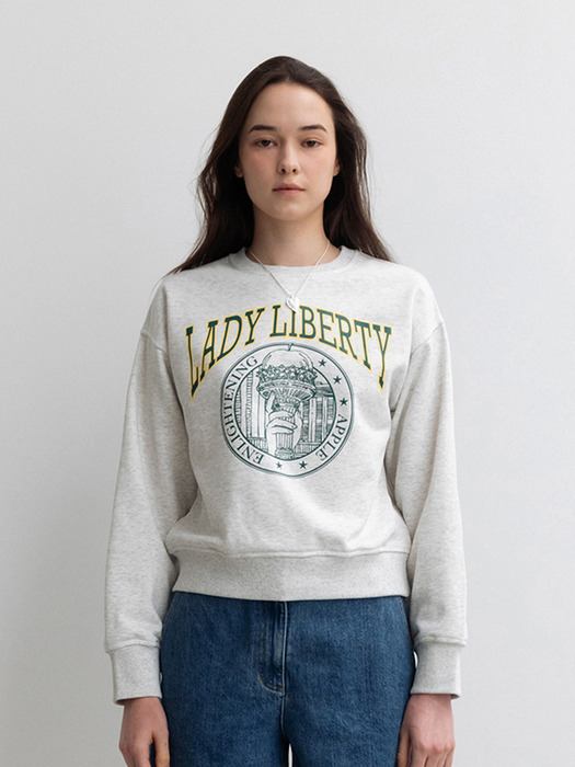Lady Liberty Sweatshirt Light Melange Gray (JWTS3E900G1)