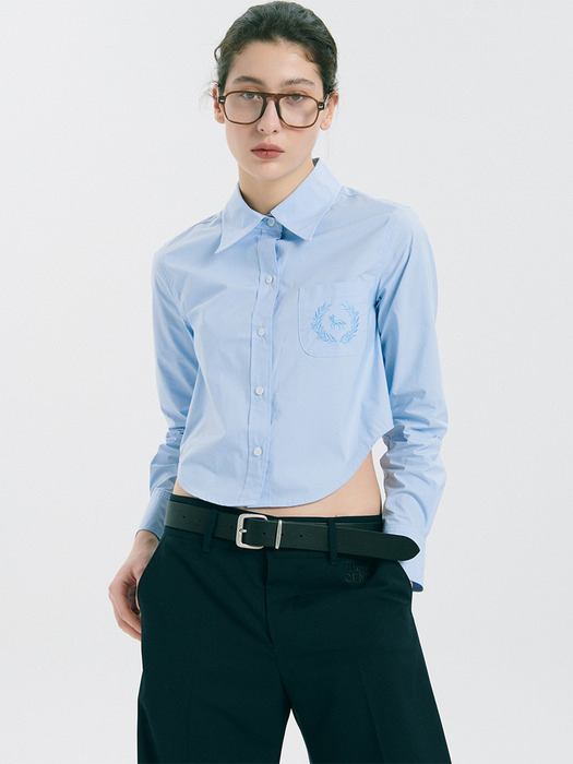 BASIC LOGO CROP SHIRT_LIGHT BLUE