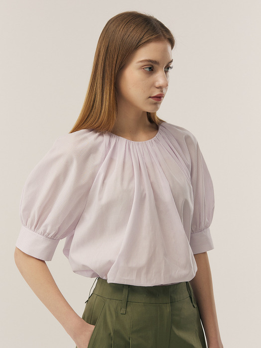 [Shirt&Blouse] Volume Shirring Blouse_2color