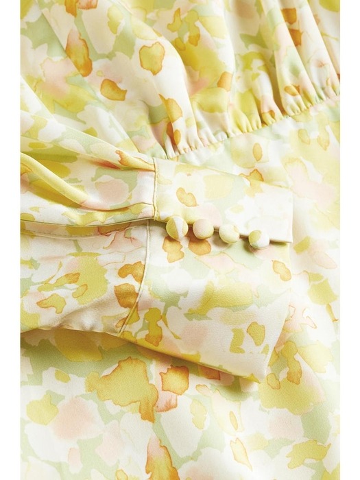 새틴 셔링 드레스 옐로/패턴 1156792002