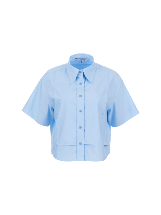 WOMAN 링클프리 반팔 크롭 셔츠 [BLUE] / WBC2L03516