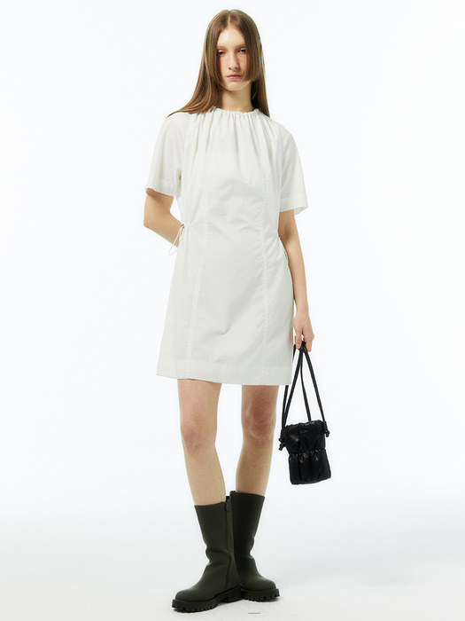 Cool Nylon Twoway Gather Dress_WHITE