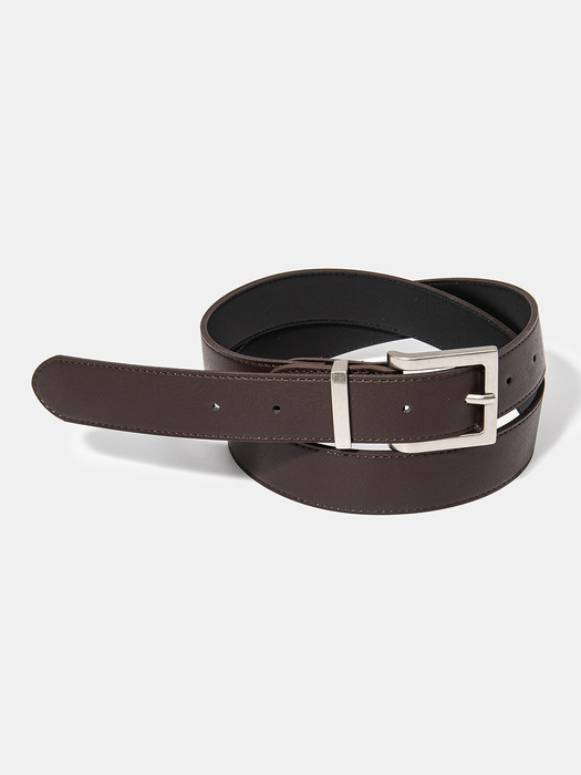 (M) square fake leather belt (T003_brown)