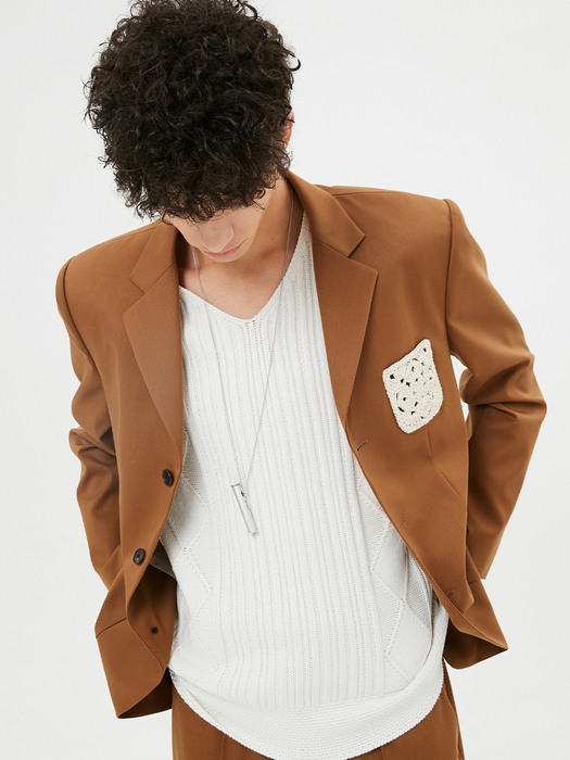 UNISEX, Orbit Crochet Pocket Jacket / Camel