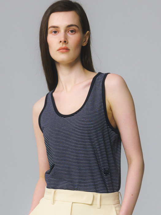 Marine Stripe Loose Sleeveless Top / Navy