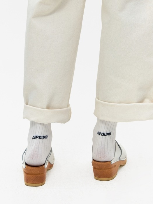 logo stripe socks - white