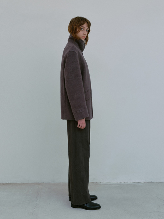 tweed half coat (gray)