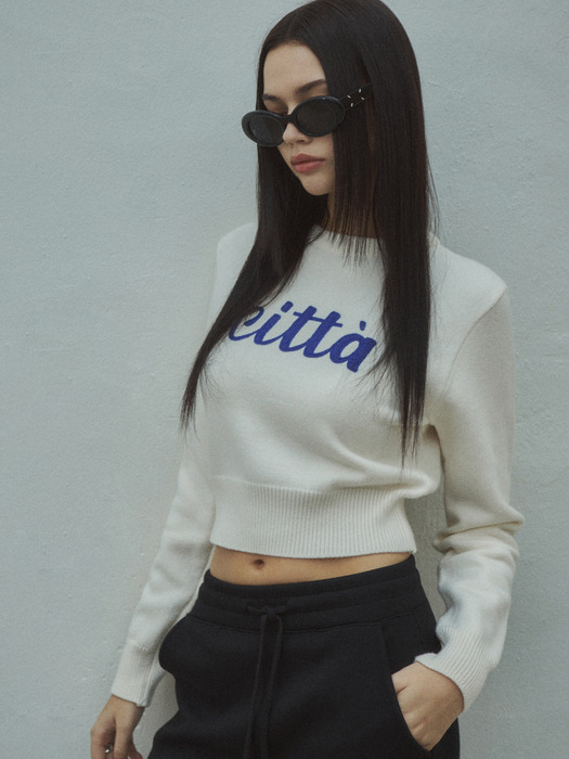 Chain Stich Logo Round Knit_CTK202(White)