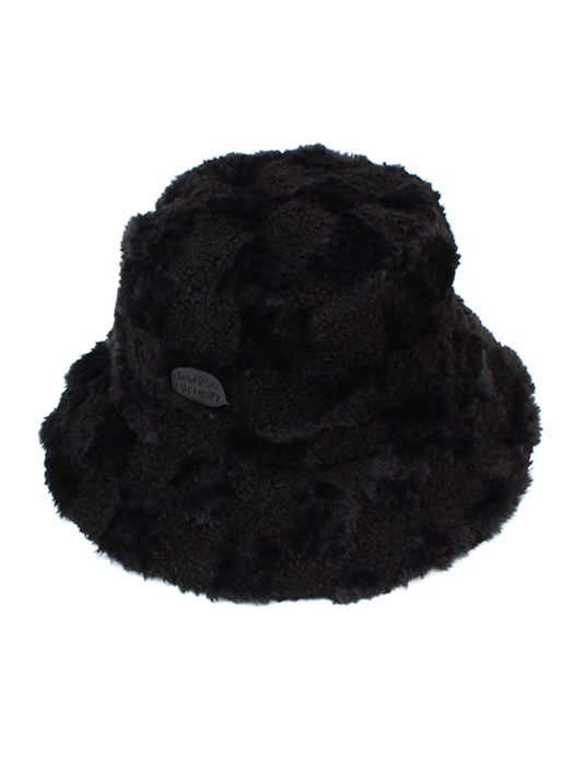 Check Fur Black Bucket Hat 버킷햇