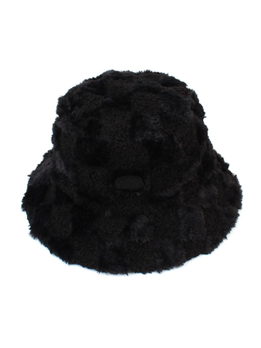 Check Fur Black Bucket Hat 버킷햇