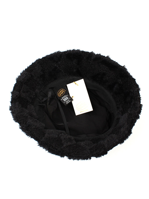 Check Fur Black Bucket Hat 버킷햇