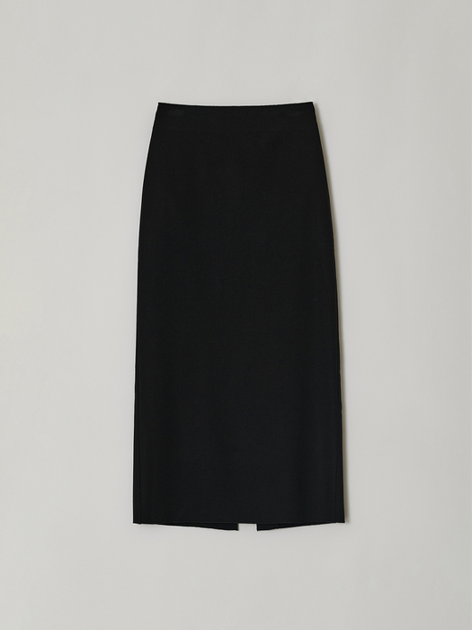 WOOL H-LINE LONG SKIRT (BLACK)