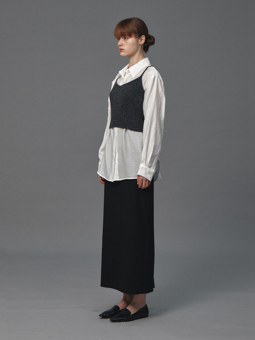 WOOL H-LINE LONG SKIRT (BLACK)