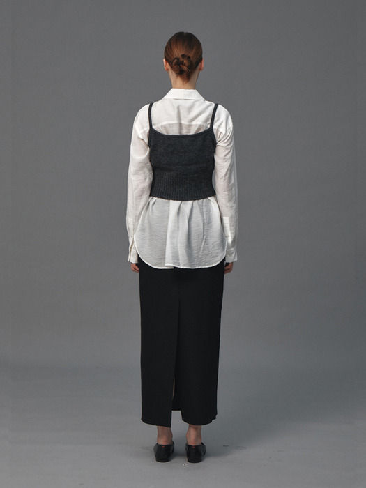 WOOL H-LINE LONG SKIRT (BLACK)