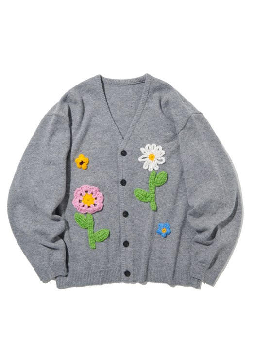 CROCHET GARDEN CARDIGAN GREY