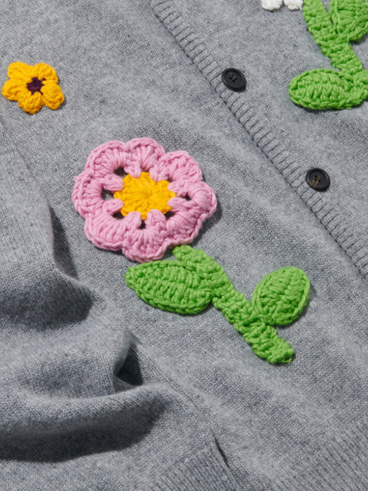 CROCHET GARDEN CARDIGAN GREY