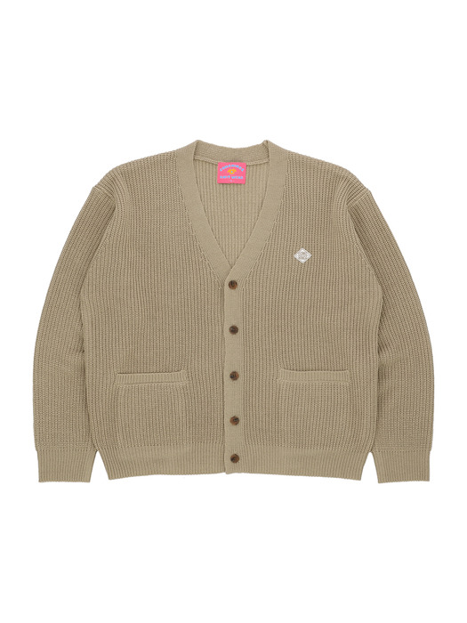 LOGO BASIC CARDIGAN [BEIGE]