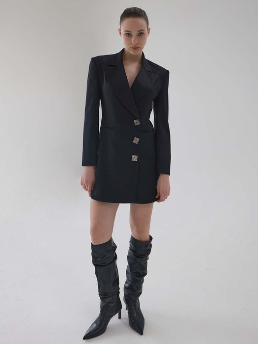 Raey Back Cutout Wool Blazer Minidress (Black)