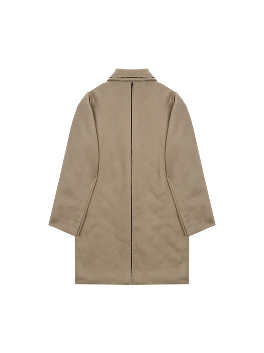 DROP SHOULDER LONG DOUBLE JACKET IN BEIGE