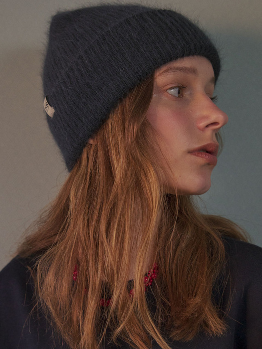 ANGORA BEANIE - DARK NAVY