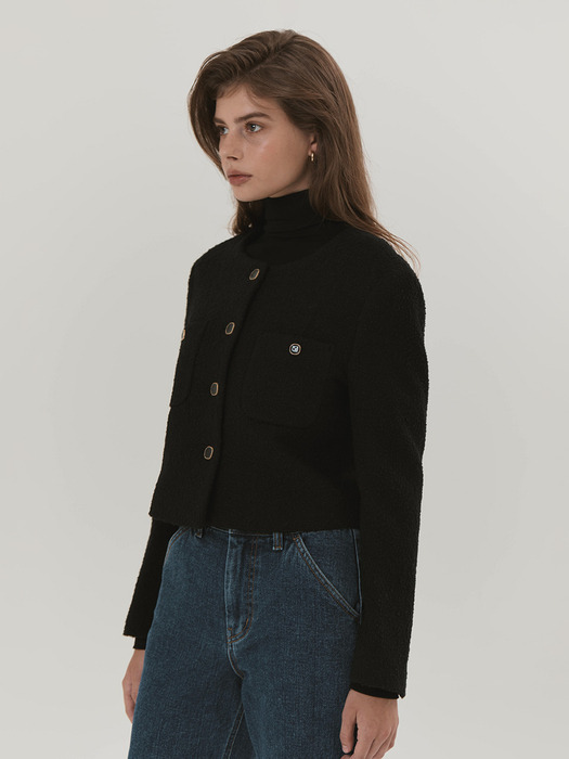 Saint wool tweed jacket_Black