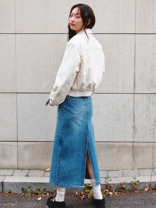 Panelled Denim Long Skirt  Blue (KE4127M53P)