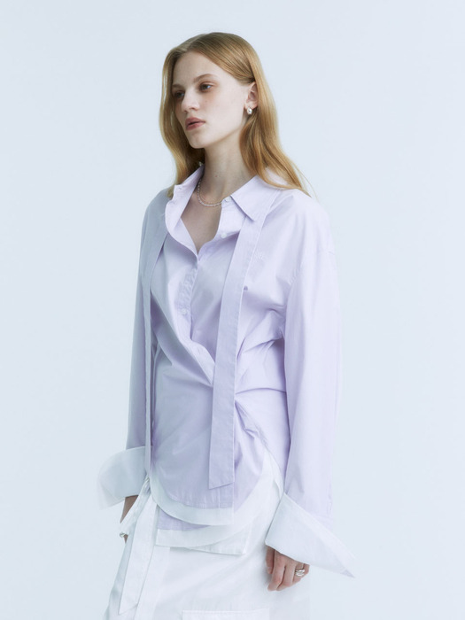 MARIA Double Layered Cuffs Shirts_Lilac