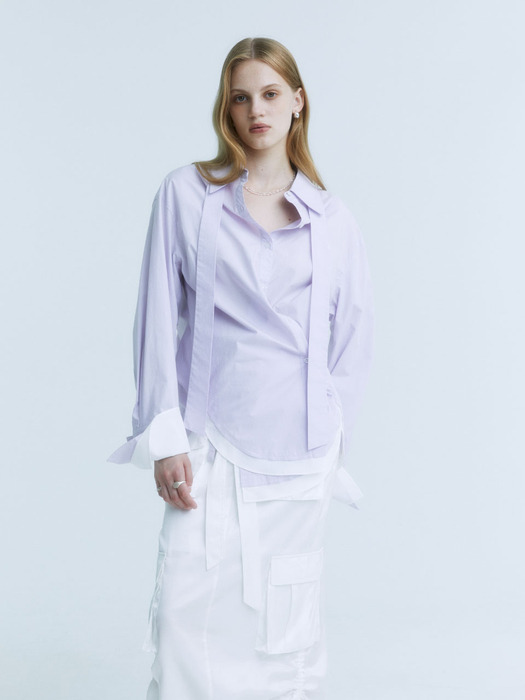 MARIA Double Layered Cuffs Shirts_Lilac