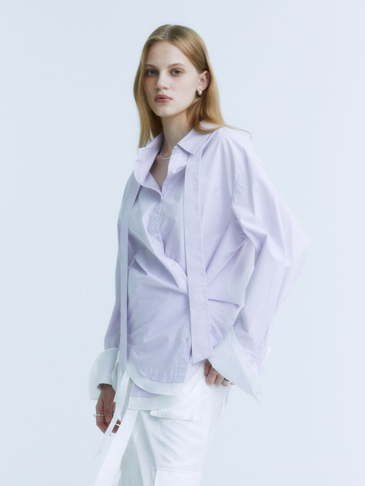 MARIA Double Layered Cuffs Shirts_Lilac