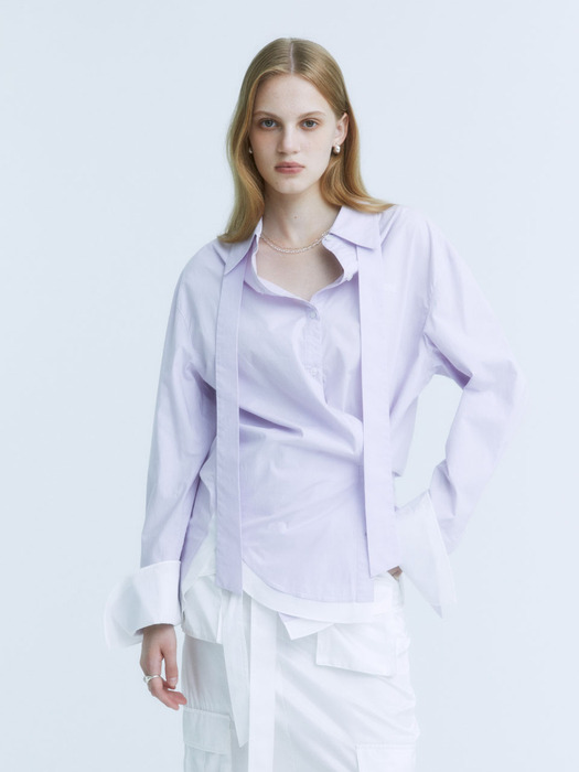 MARIA Double Layered Cuffs Shirts_Lilac