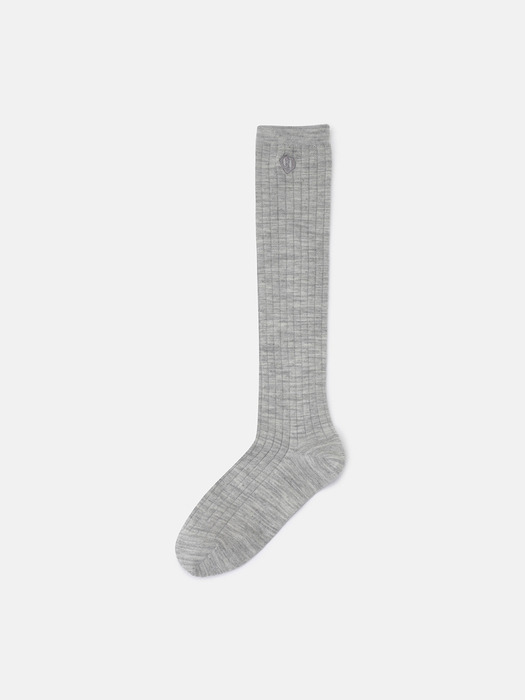 Embroidery Point Ribbed Knee Socks_LXLAM24320GYM