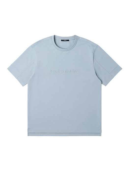 남성 리싸이클 분또 레터링 반팔 라운드 티셔츠 (LT-BLUE) (HA4ST01-42)