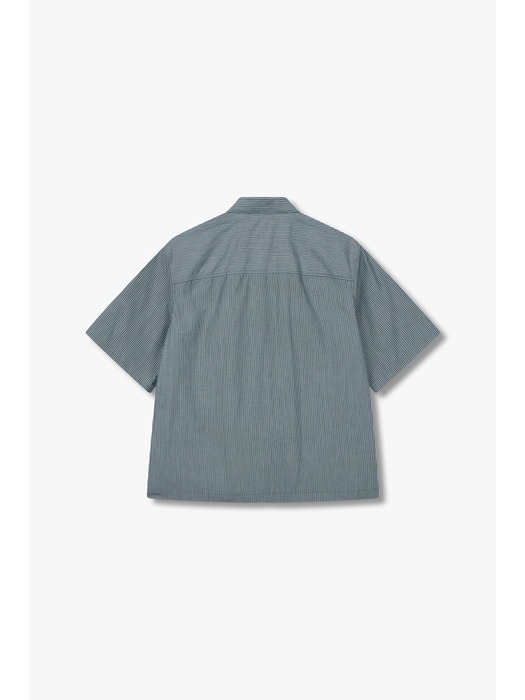 AX 남성 박시 핏 스트라이프 셔츠-블루 그린(A414120014)